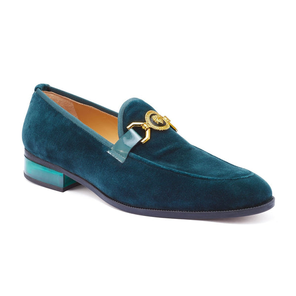 Mauri Floss 4940 Men's Shoes Green Velvet Slip-On Loafers (MAS5255)-AmbrogioShoes