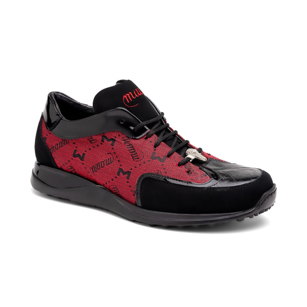 Mauri 8804-7 Men's Shoes Black & Red Exotic Multi Materials Casual Sneakers (MA5578)-AmbrogioShoes