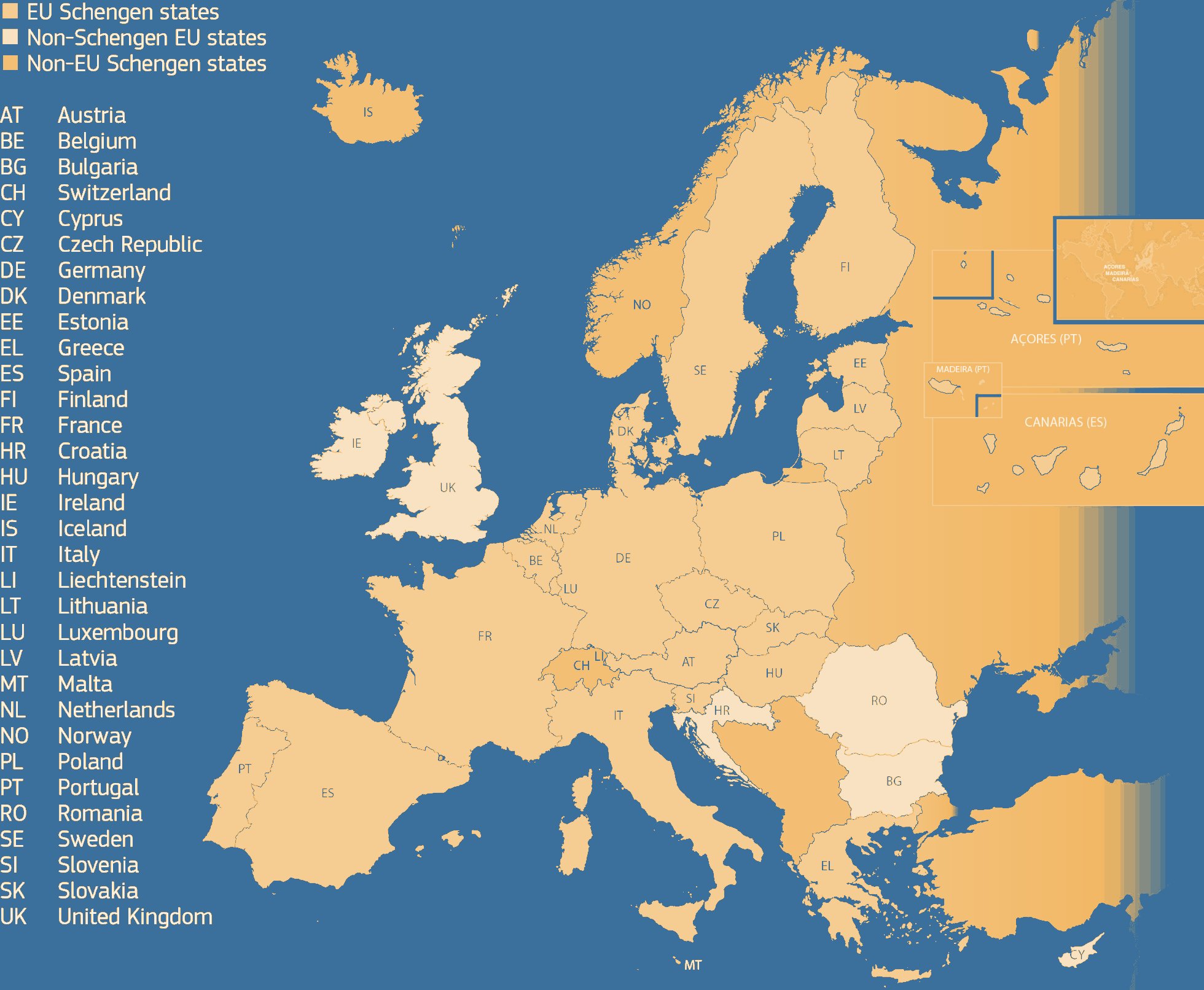 Schengen Area Map